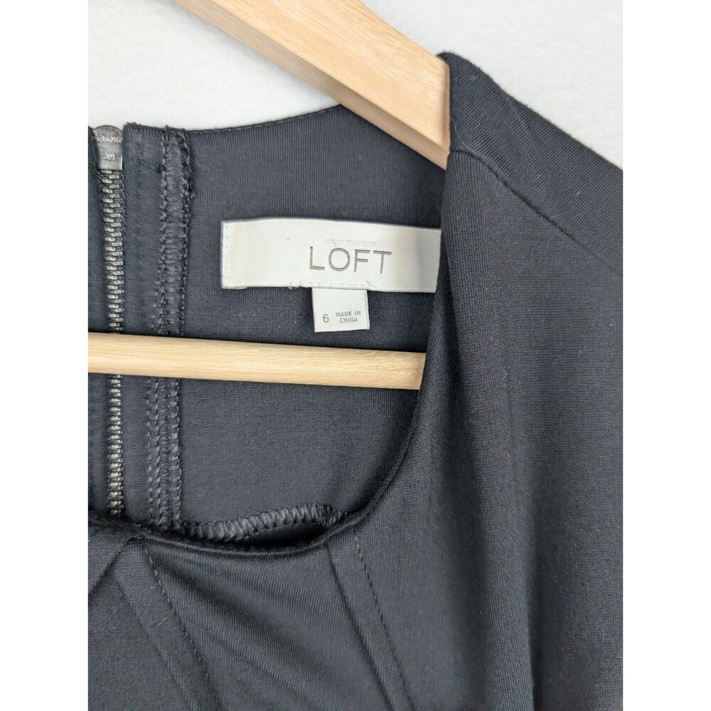 Ann‎ Taylor Loft Black Sheath Dress Womens Size 6 Rayon Blend - Picture 3 of 8